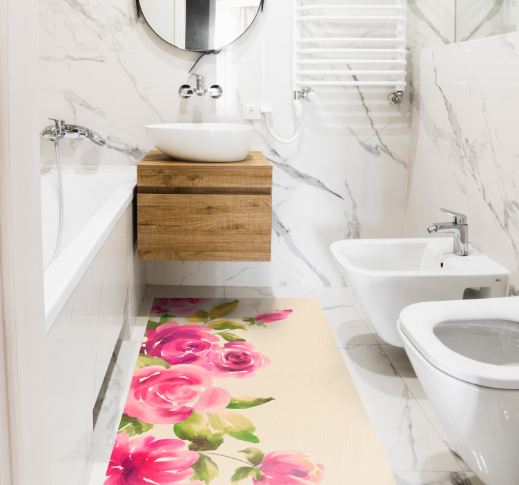 Pembe çiçek tasarımı çiçekler ve bitkiler pvc halı - TenStickers