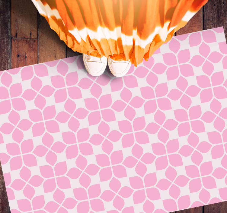 Pembe çiçekli fayans mozaic pvc halı - TenStickers