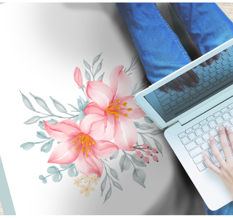 Pembe çiçekli zarafet çiçekler ve bitkiler pvc halı - TenStickers