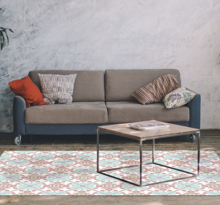 Pembe mandala fayans karo halı - TenStickers