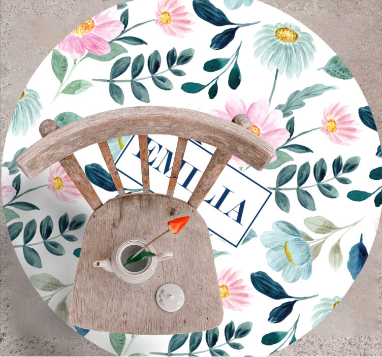 Pembe ve yeşil lüks tasarım çiçekli kilim - TenStickers