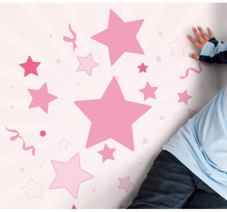 Pembe şenlikli motif yıldızlar pvc halı - TenStickers