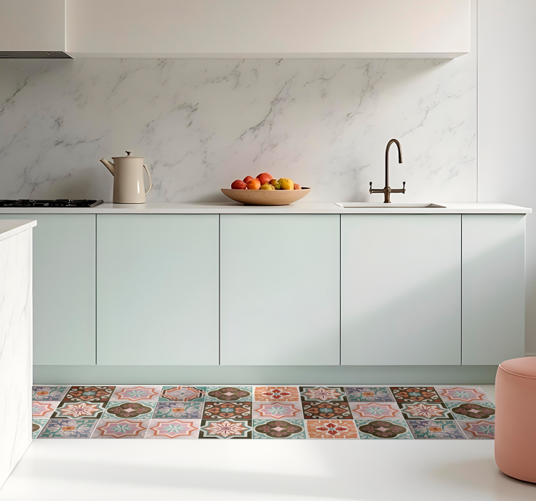 Piastrellin sicilyalı mutfak pvc halı - TenStickers