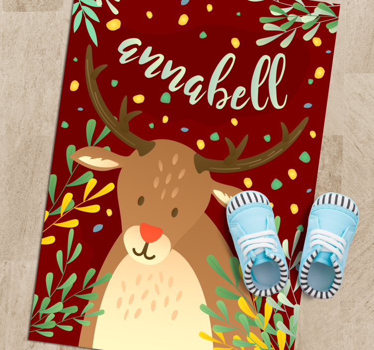 Isimli ren geyiği Noel pvc halı - TenStickers