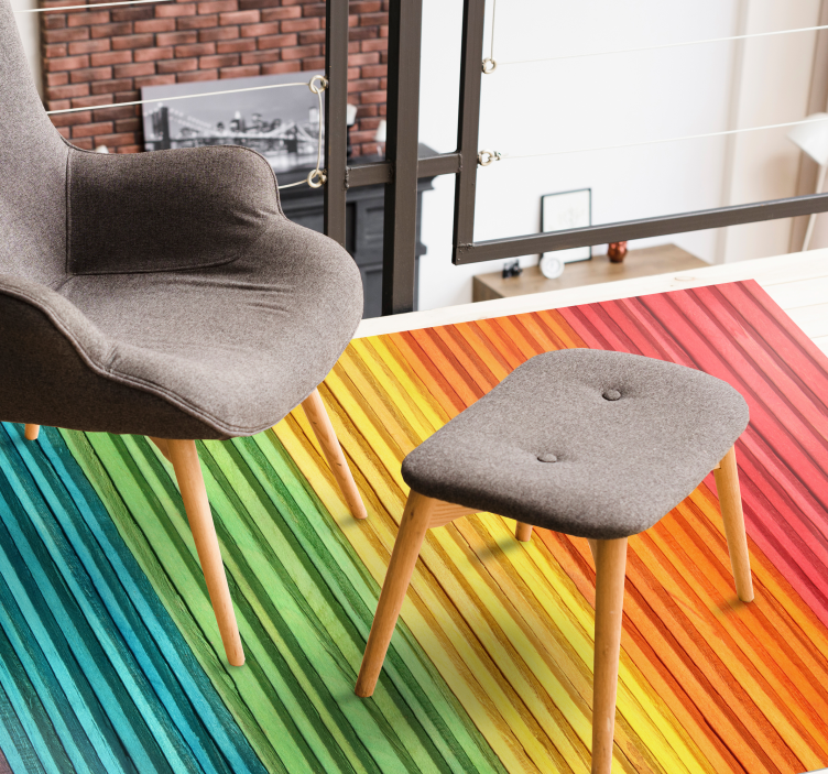 Renkli ahşap tahtalar ahşap efektli vinil halı - TenStickers