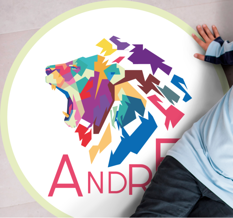 Renkli aslan kişiselleştirme isimlerle pvc halı - TenStickers