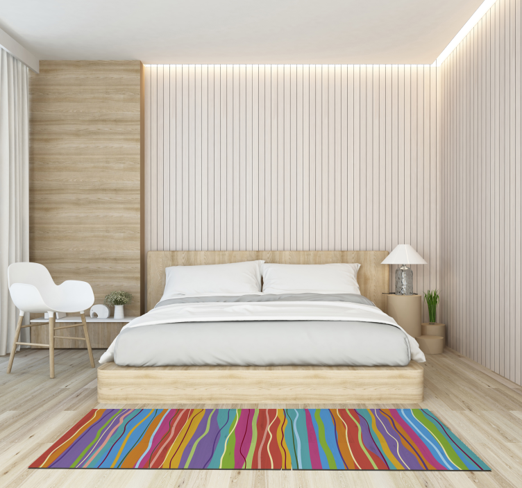 çarpıcı renkli çizgili modern vinil halı - TenStickers