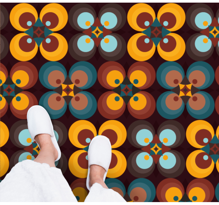 Renkli dairesel desen fayans efekti pvc halı - TenStickers