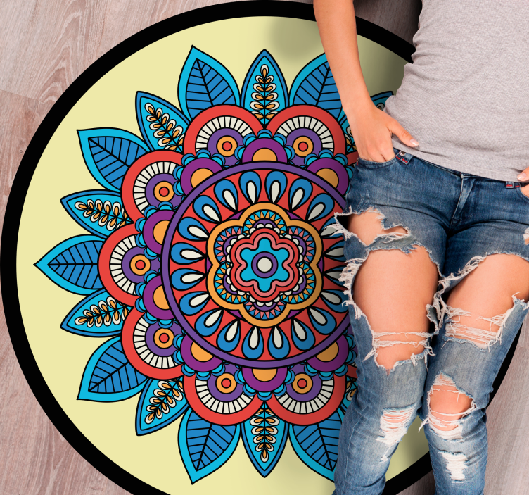 Renkli dairesel motif mandala pvc halı - TenStickers