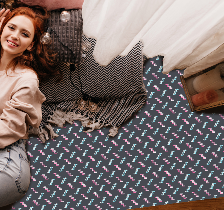 Renkli dalgalı şekiller pvc halı - TenStickers