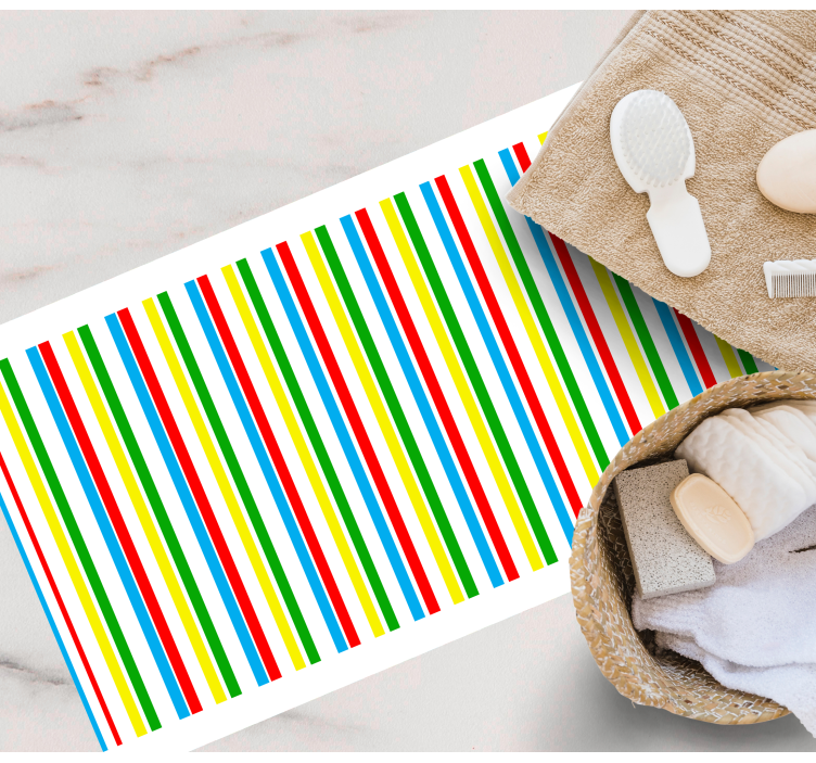 Renkli dikey desen çizgili pvc halı - TenStickers