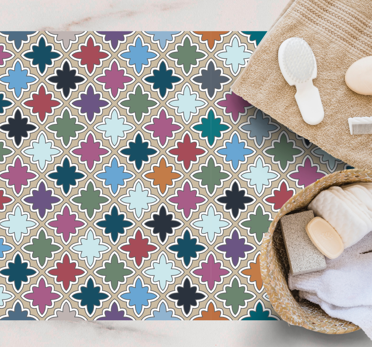 Renkli düzensiz şekil banyo döşeme - TenStickers