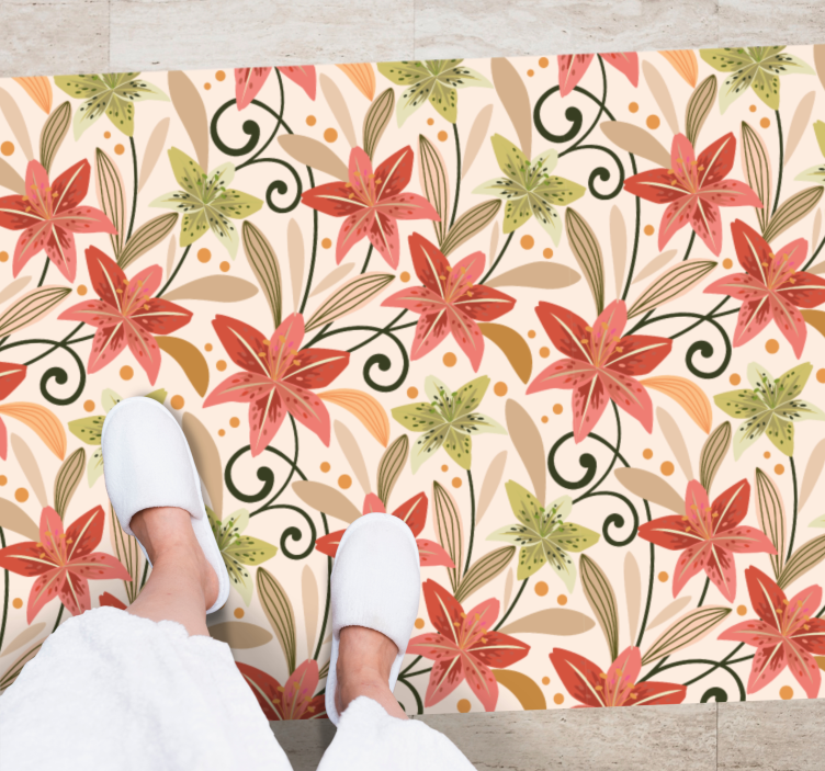 Renkli eski lilyum çiçekli kilim - TenStickers