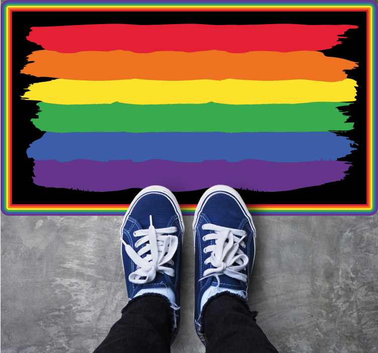 Renkli gökkuşağı çizgileri çizgili pvc halı - TenStickers