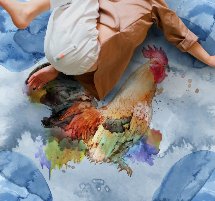 Suluboya horozu Hayvan pvc halı - TenStickers