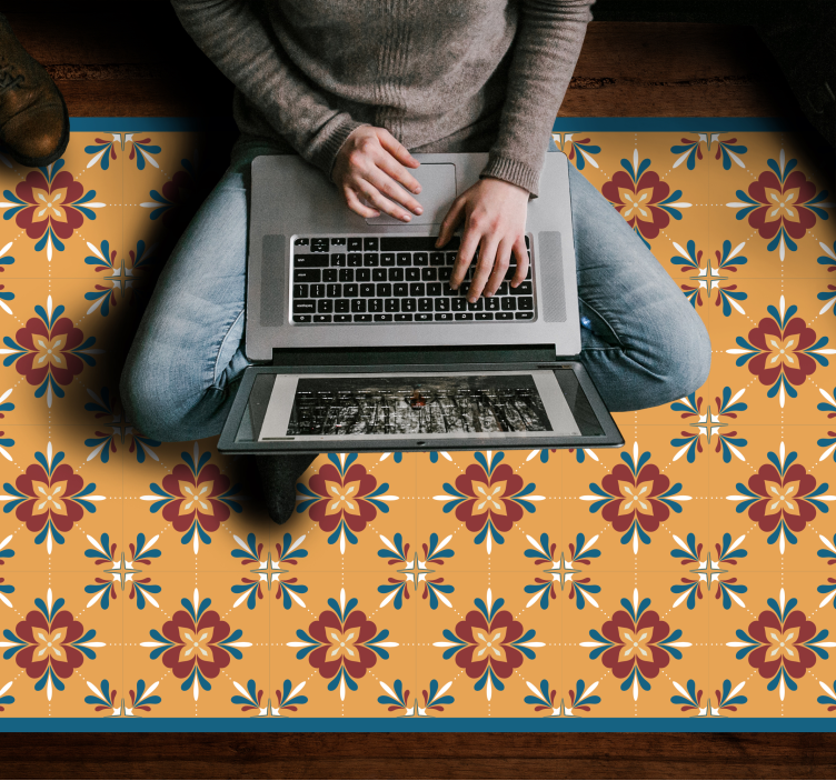 Renkli klasik geometrik çiçekler halı - TenStickers