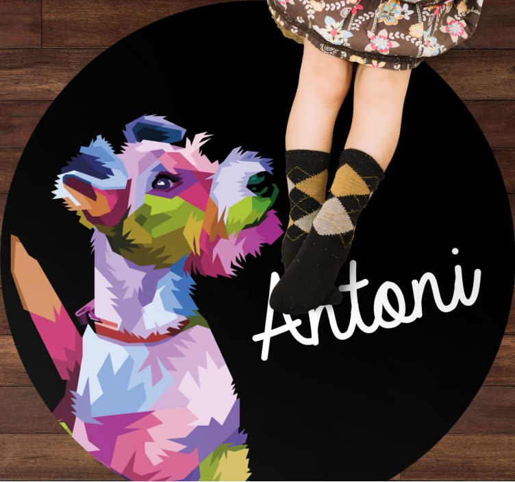 Renkli köpek portresi isimlerle pvc halı - TenStickers