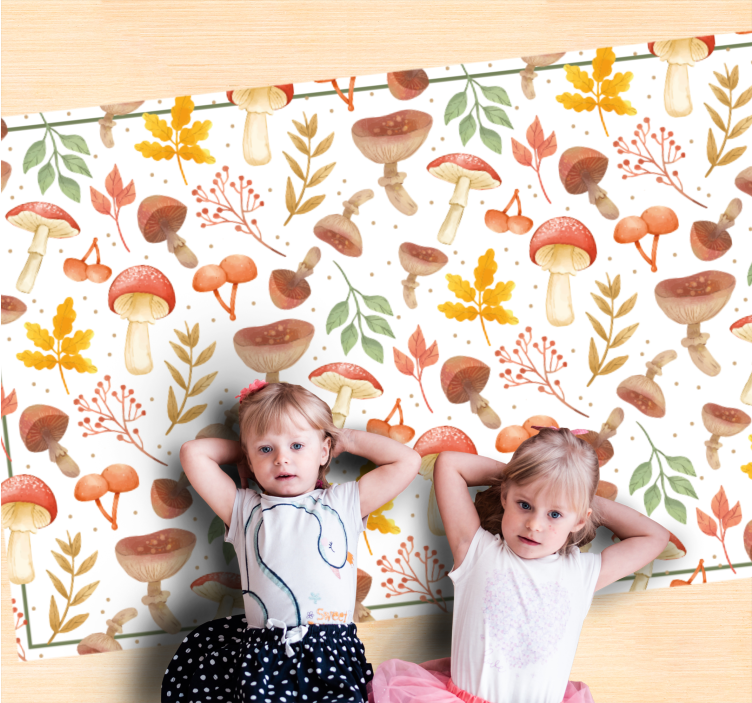 Renkli mantar yaprakları desen çiçekli kilim - TenStickers