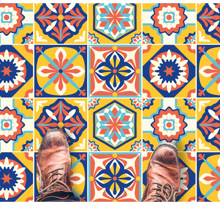 Renkli mozaik desen fayans efekti pvc halı - TenStickers