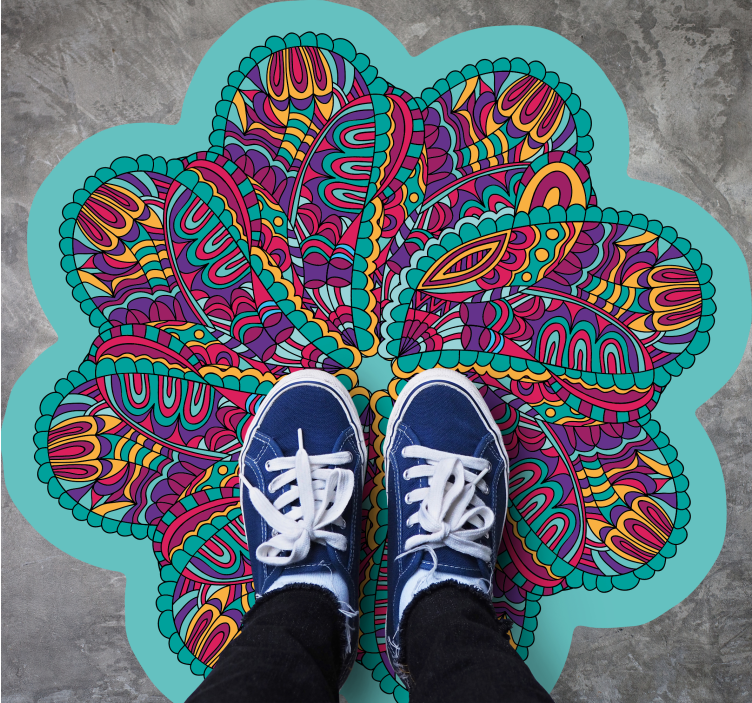 Renkli parlak mandala vinil halı - TenStickers