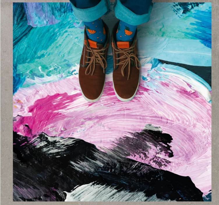 Renkli soyut yağlı boya kare vinil halı - TenStickers