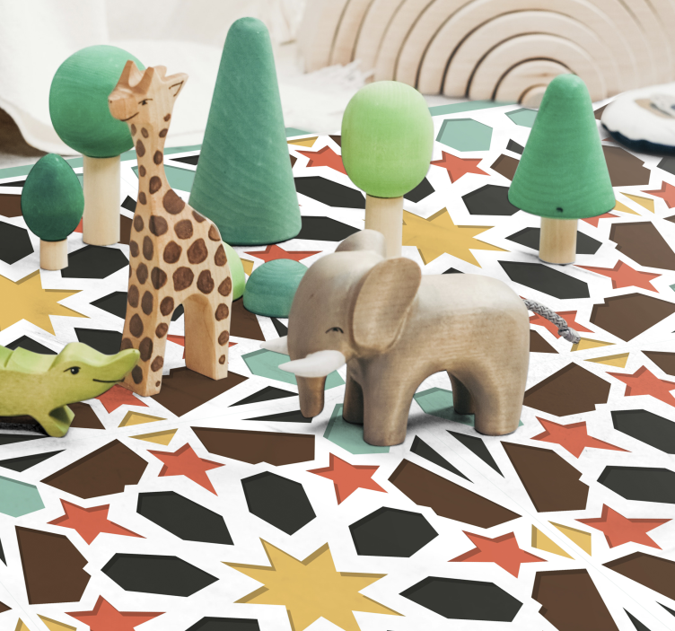 Renkli yıldızlı fayanslar fayans efekti pvc halı - TenStickers