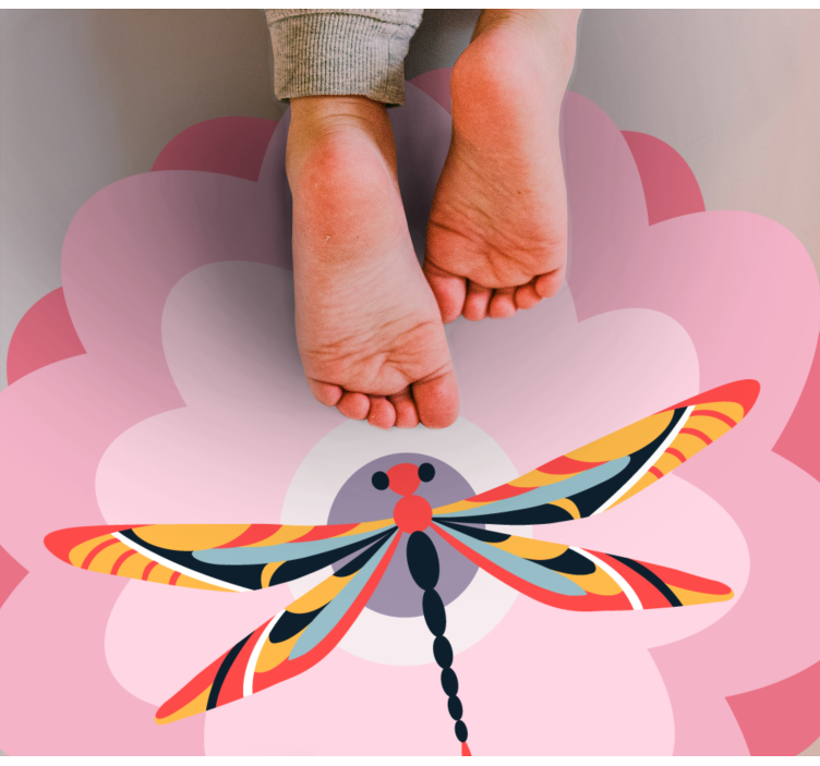 Renkli yusufçuk merkez parçası çiçekler ve bitkiler pvc halı - TenStickers