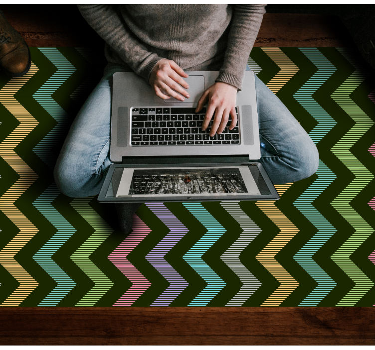 Renkli zikzak desen çizgili pvc halı - TenStickers