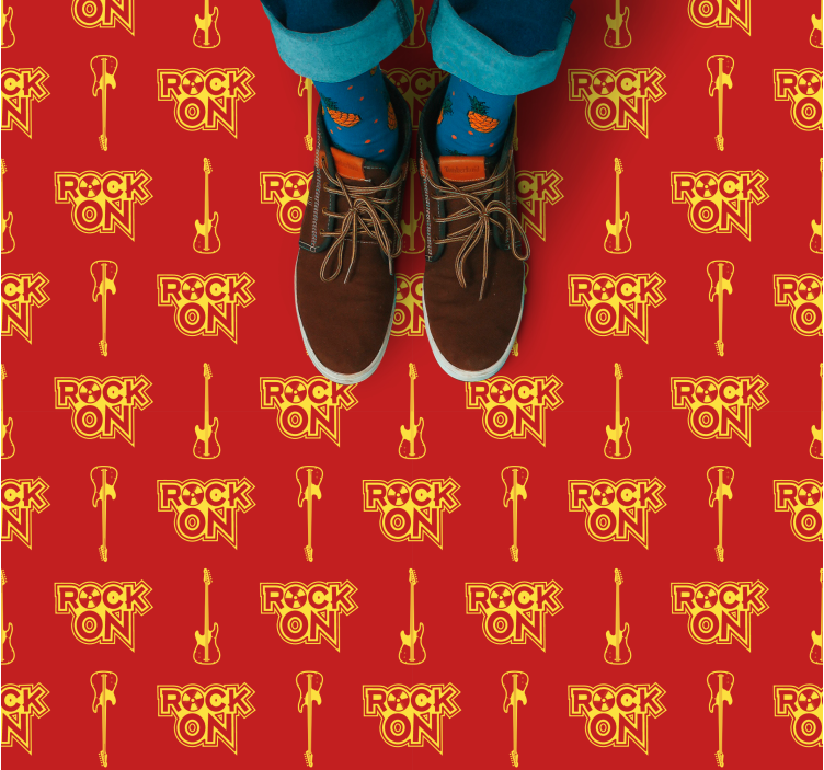 Müzik desen retro gitarlar kare vinil halı - TenStickers