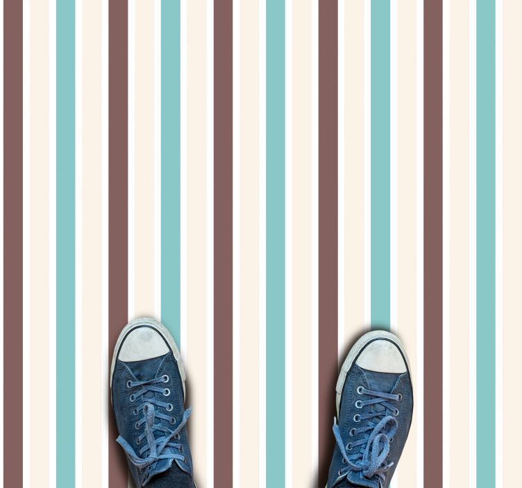 Retro mavi ve beyaz desenli kare vinil halı - TenStickers