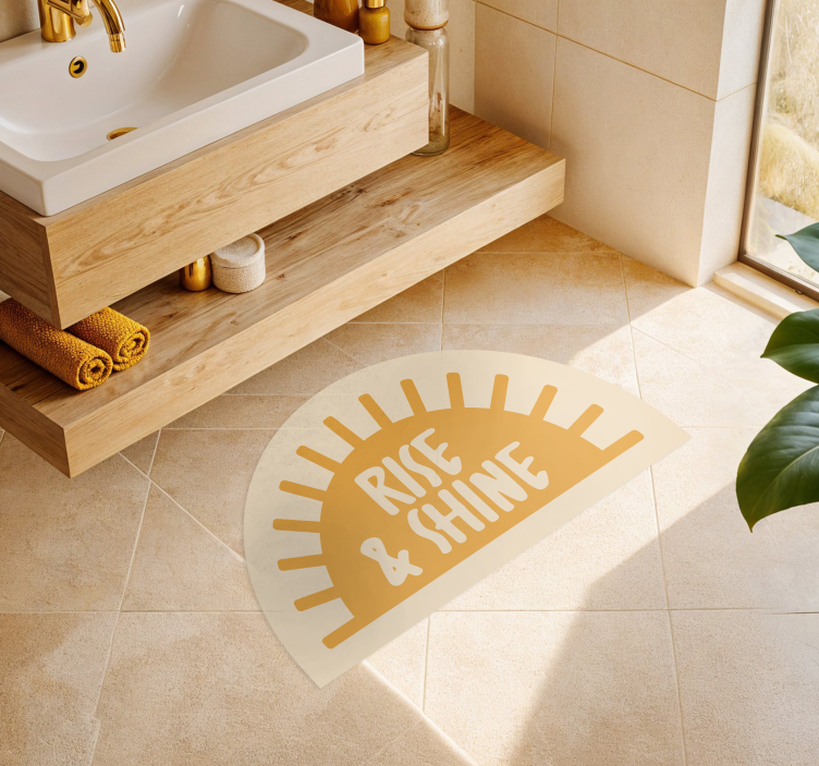rise and shine metni banyo pvc halı - TenStickers