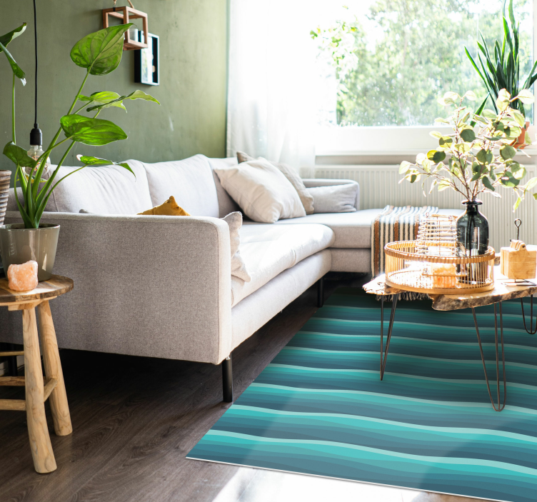 Sakin mavi dalgalar oturma odası pvc halı - TenStickers