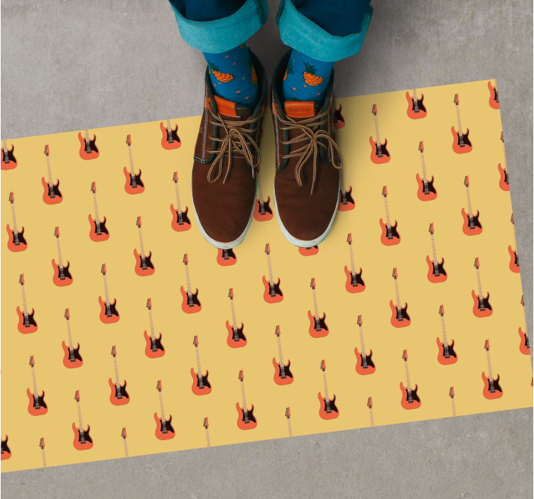 Sallanan gitar deseni gençler pvc halı - TenStickers