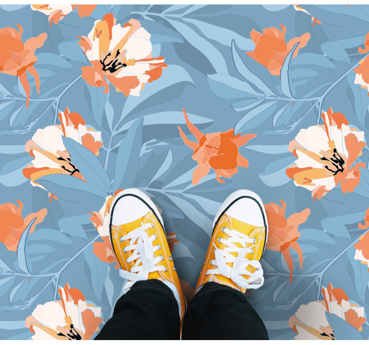 çiçekli kilim sapları ile turuncu haşhaş - TenStickers