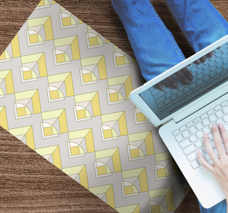 Sarı ve gri desen geometrik pvc halı - TenStickers