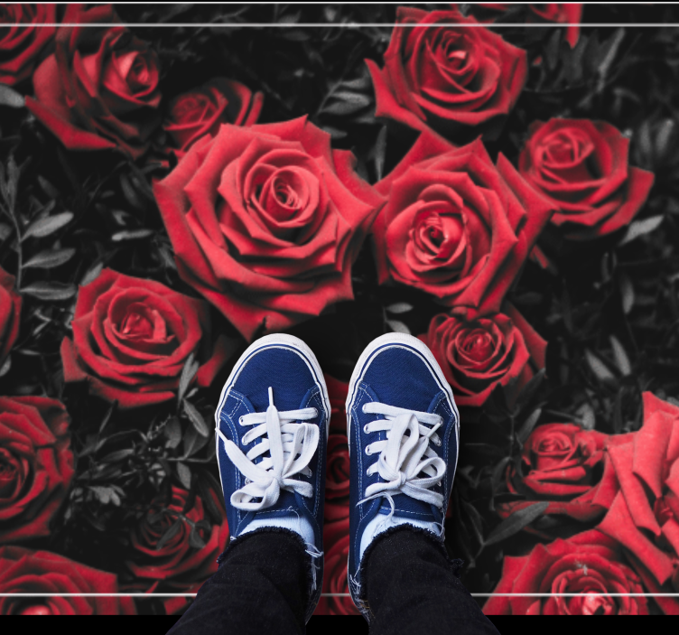 S/b sevimli kırmızı gül buketi çiçekli kilim - TenStickers