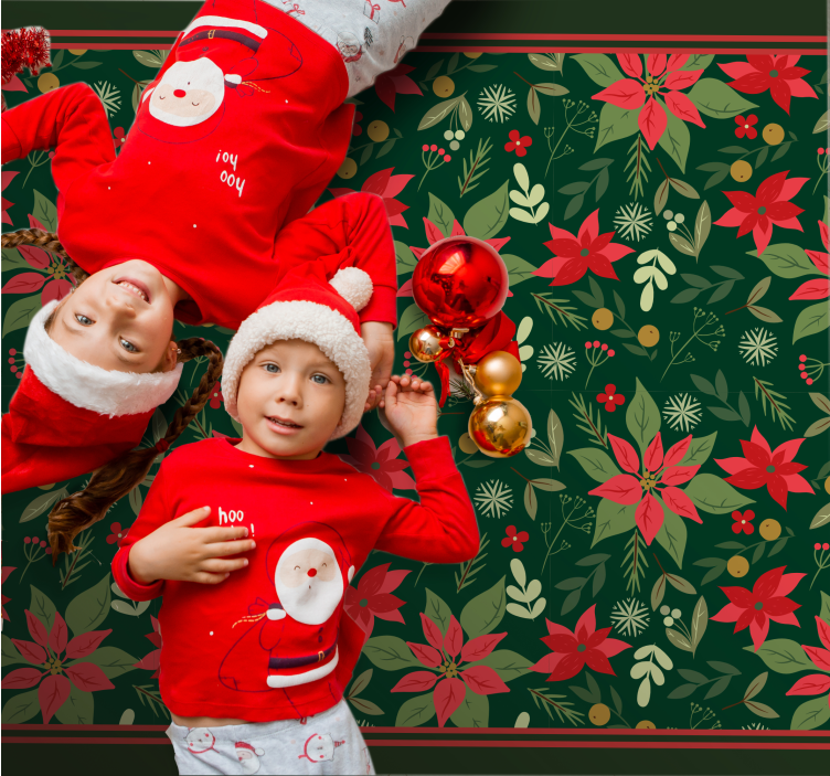 şenlikli atatürk çiçeği deseni Noel pvc halı - TenStickers