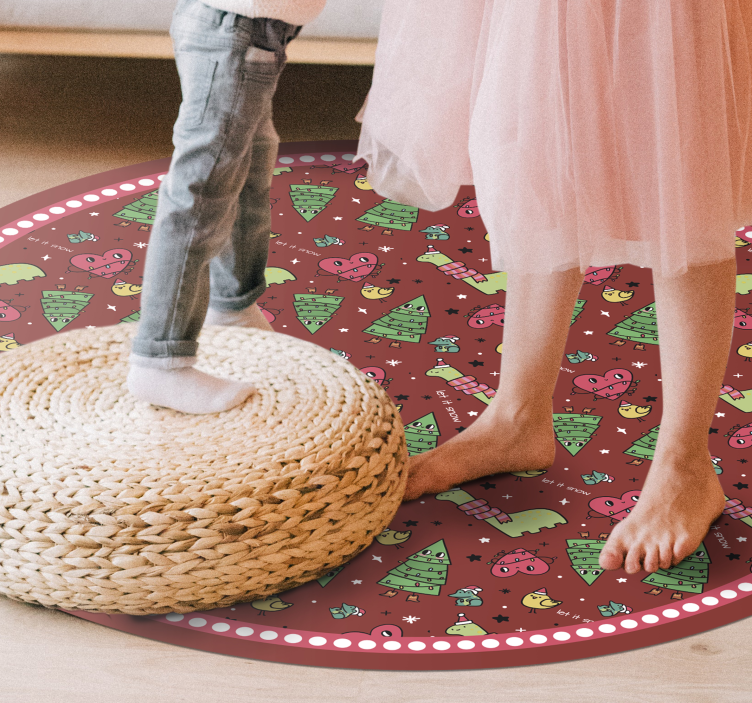 şenlikli dairesel tasarım Noel pvc halı - TenStickers