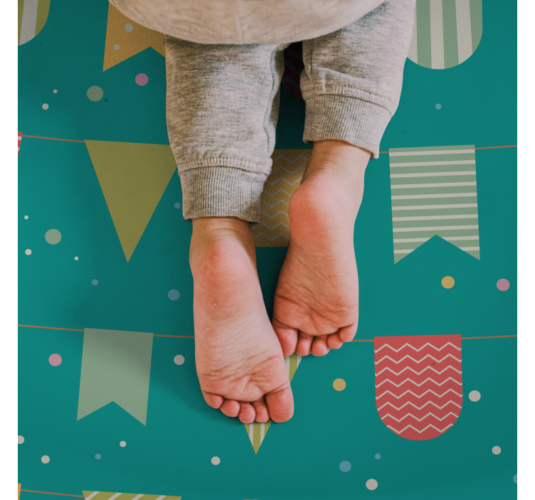 şenlikli kiraz kuşu çocukta pvc halı - TenStickers