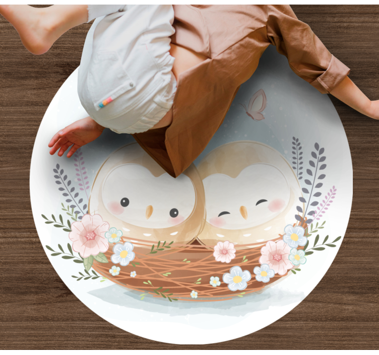 çift baykuş yuvası yatak odası pvc halı - TenStickers