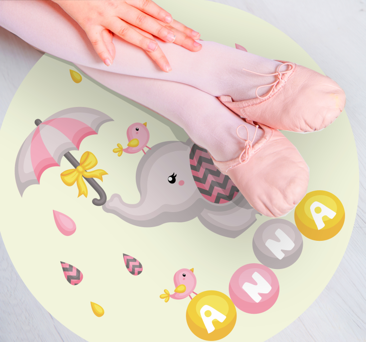 Sevimli fil tasarımı isimlerle pvc halı - TenStickers