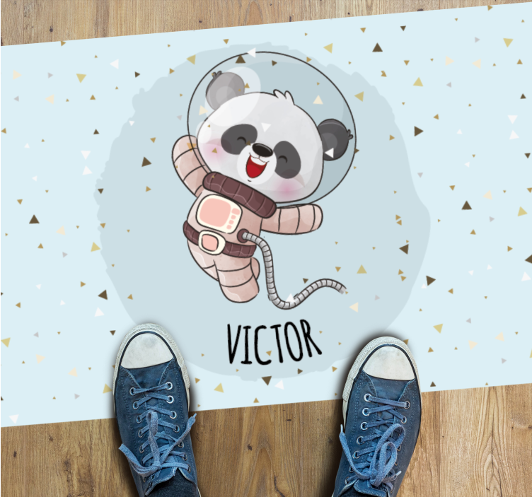 Sevimli panda astronotu isimlerle pvc halı - TenStickers