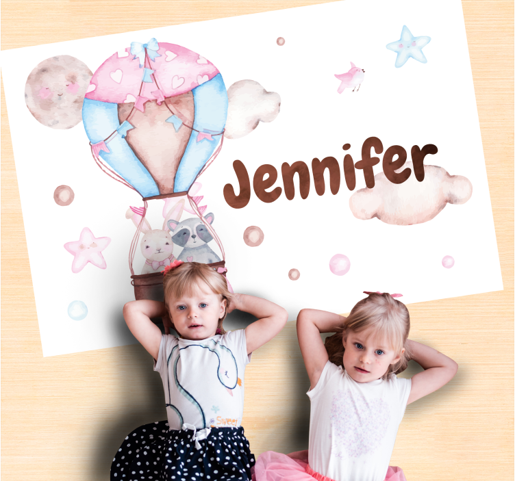 Sıcak hava balonuyla uçmak isimlerle pvc halı - TenStickers