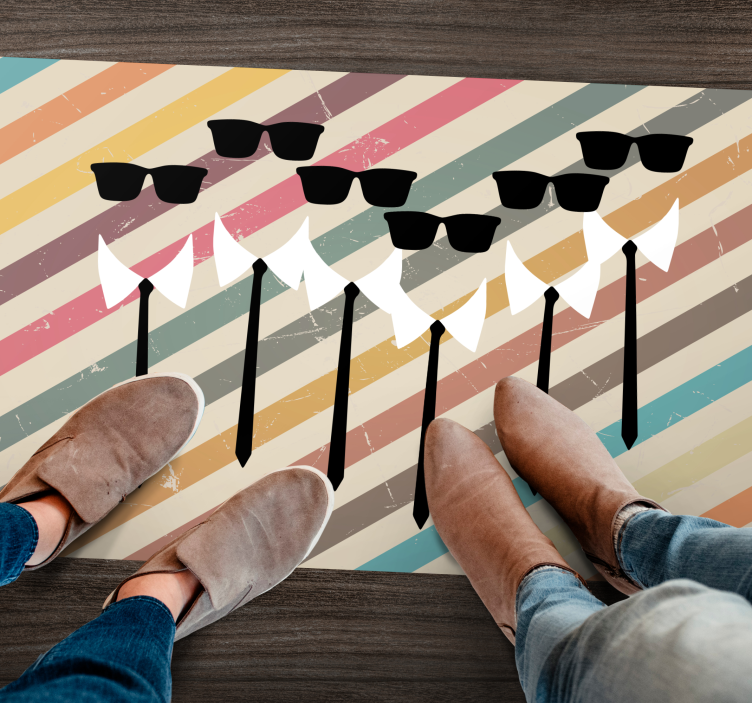 şık grup kıyafetleri çizgili pvc halı - TenStickers