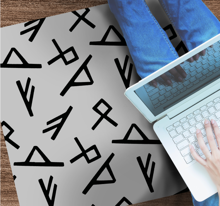 şık siyah şekiller geometrik pvc halı - TenStickers