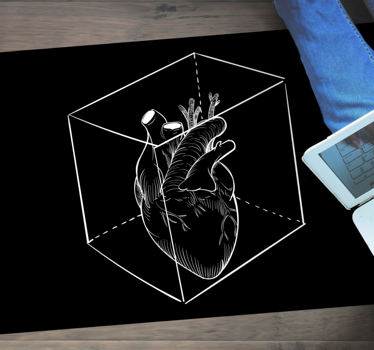 Siyah beyaz tutsak kalp yatak odası halısı - TenStickers