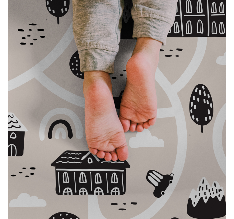 Siyah beyaz yollar yol halısı - TenStickers