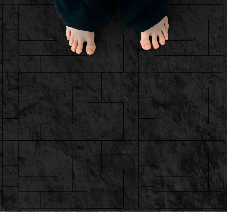 Siyah mermer düzensiz kareler karo halı - TenStickers