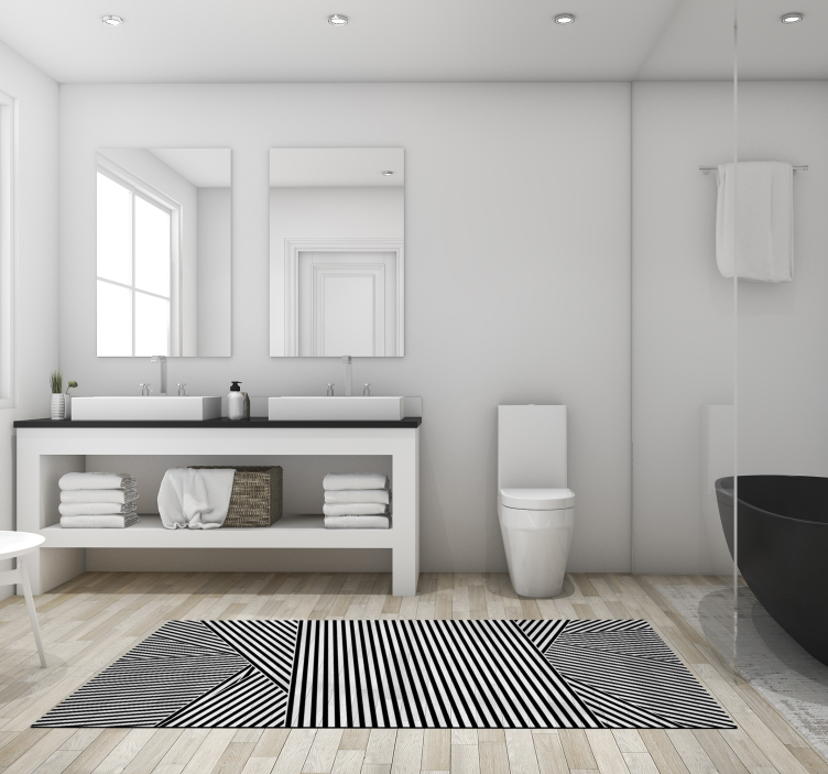 Siyah ve beyaz çizgili vinil halı - TenStickers