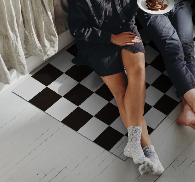 Siyah ve beyaz fayans eski halı - TenStickers